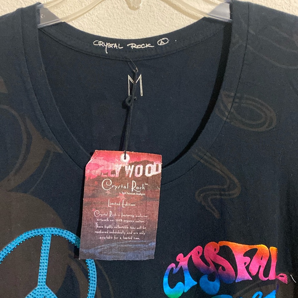 CHRISTIAN AUDIGIER Crystal Rock 60's Style Cotton Tunic Top w Rhinestones Size M - Picture 3 of 8